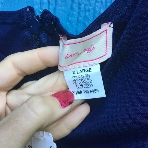 Love…ady Women's Cap Sleeve Fit & Flare Navy Blue Dress Size XL NWT - Picture 3 of 4